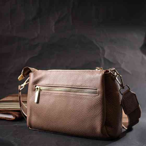 Оригінальна сумка через плече з натуральної шкіри Vintage 22289 Бежева Київ