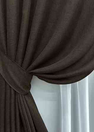 Комплект готовых штор VR-Textil Лен Мешковина № 107ш Венге 150х270 см 2 шт (30-022) Киев