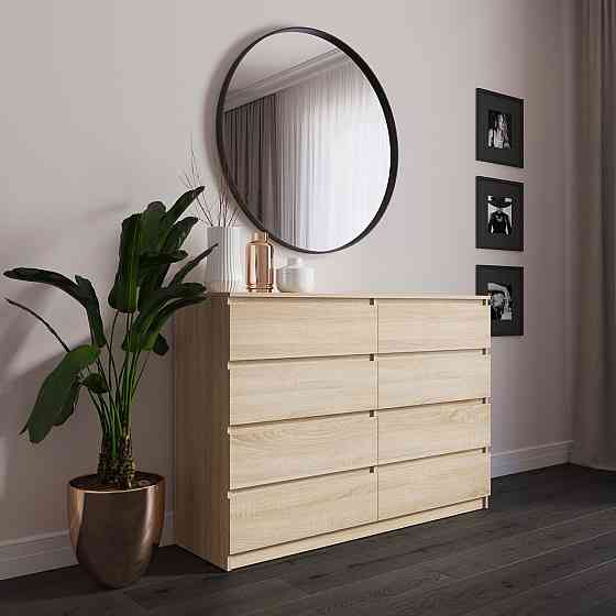 Комод VAYS R-8 Дуб Сонома, 8 шухляд без ручок, ЛДСП, 140×40×98 см – для спальні, вітальні, передпокою Львів