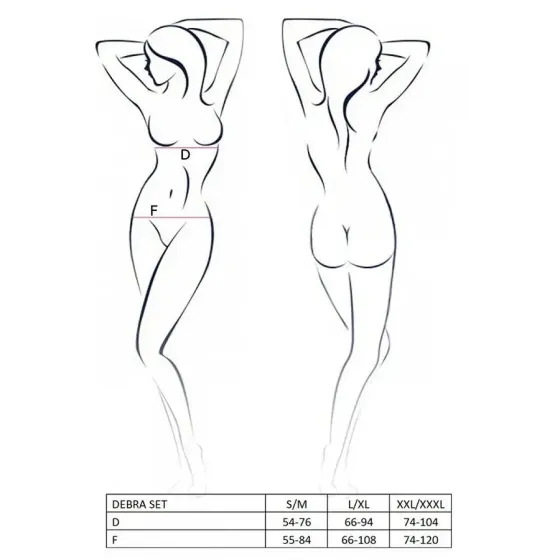 Комплект білизни Passion Exclusive DEBRA SET XXL/XXXL, black стрепи, топ з декольте, трусики Львов