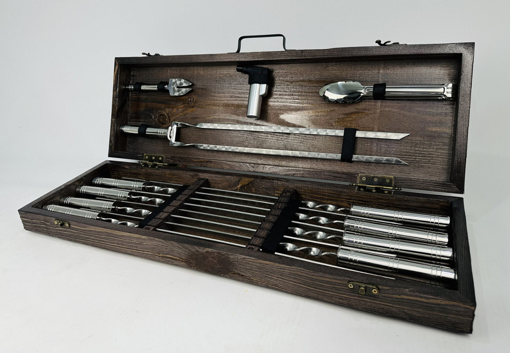 Подарунковий набір шампурів у дерев'яному кейсі СРІБЛО - 2 HAPPY DAYS Тернопіль - фото 3