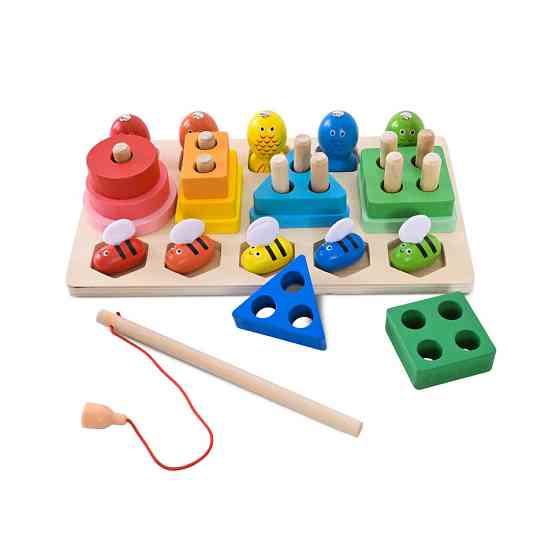 Дитяча дерев’яна іграшка "Пірамідка-сортер" C9417 рибалка, вкладиші Вінниця