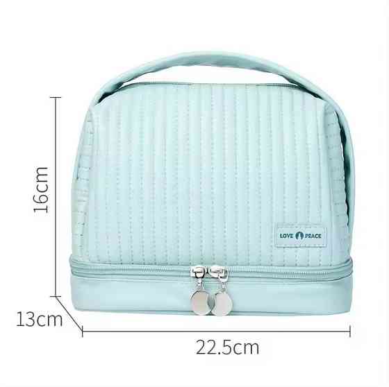 Косметичка для пренадлежностей из искусственной кожи для макияжа,голубая Каменец-Подольский