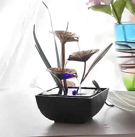 Настольный фонтан RESTEQ с подсветкой — декоративный мини водопад для дома и офиса, интерьерный увлажнитель воздуха Киев