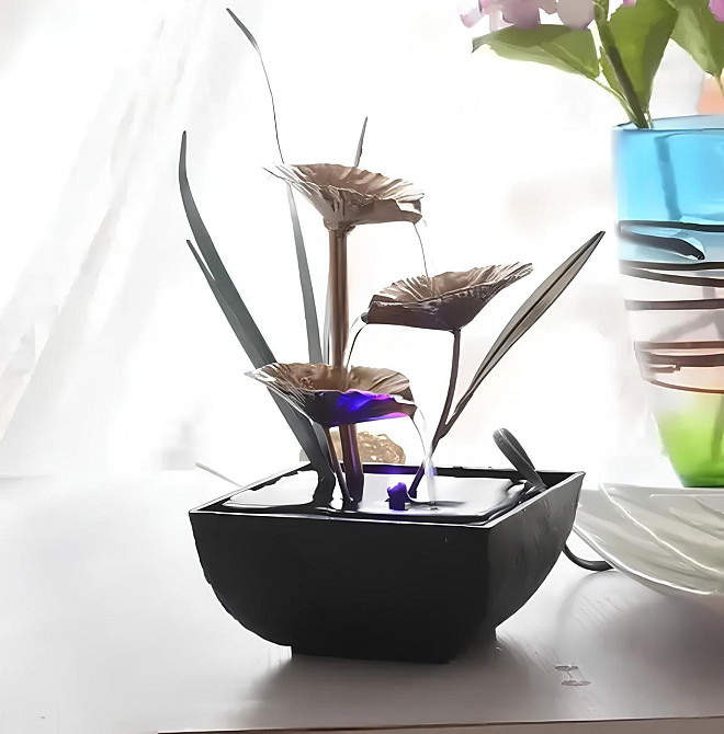 Настольный фонтан RESTEQ с подсветкой — декоративный мини водопад для дома и офиса, интерьерный увлажнитель воздуха Киев - изображение 2