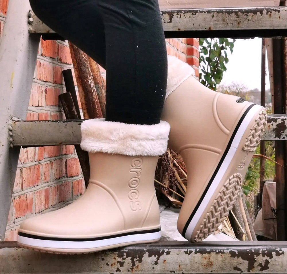 Жіночі Гумові Напівчоботи CROCS Бежеві Чоботи Крокси Теплі Зимові (розміри: 36,37,38,39,40,41) - 26 Дніпро - фото 7