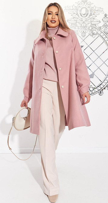 Розовое пальто А силуєта (48) Київ - фото 4