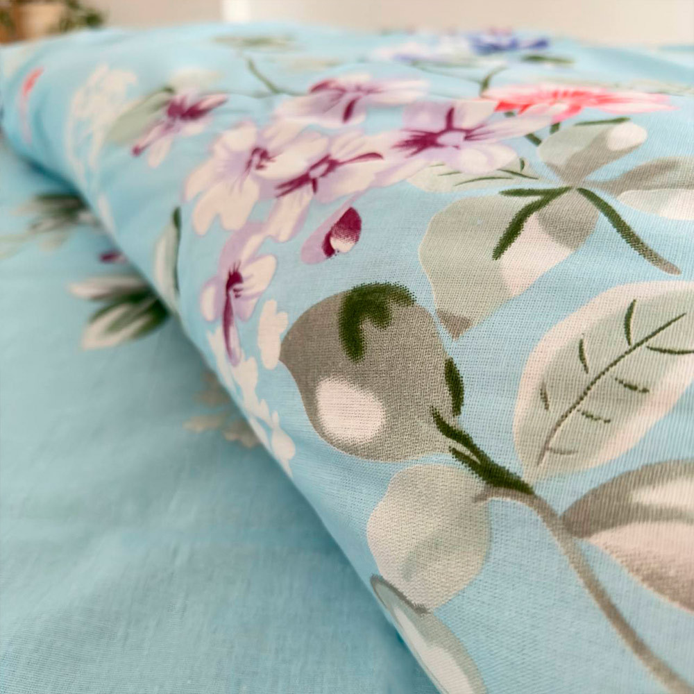 Полуторный комплект постельного белья Цветы 100% хлопок YouStar (Голубой) Сумы - изображение 5