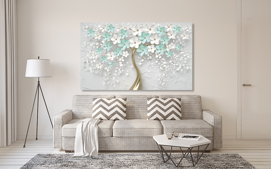 Картина холст в гостиную / спальню  Дерево в  квітах   MLP_179 40x80 см Киев - изображение 2