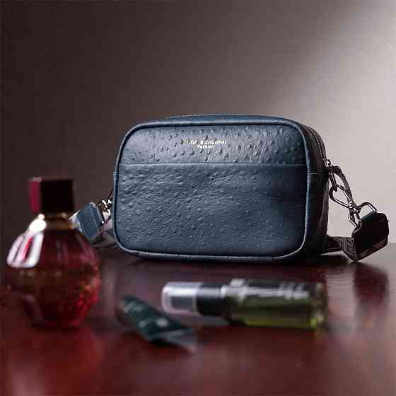 Цікава сумка для жінок із фактурної натуральної шкіри Vintage 22661 Синя Київ