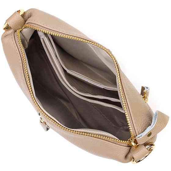 Практичная женская сумка через плечо из натуральной кожи 22084 Vintage Бежевая Киев