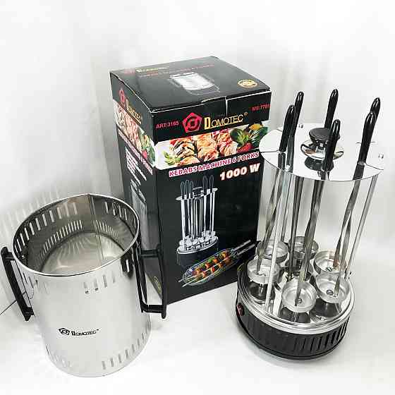 Шашличниця електрична Domotec MS-7781 на 6 шампурів 1000Вт вертикальна з нержавіючої сталі YZ-28 Івано-Франківськ