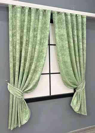 Комплект коротких штор VR-Textil Жакард Sultan XO № 1147ш Світло-оливковий 140х170 см 2 шт (35-0420) Київ