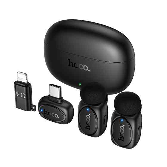 Беспроводная микрофонная система HOCO L19 Graceful dual-mic (iP/Type-C) Black Одесса