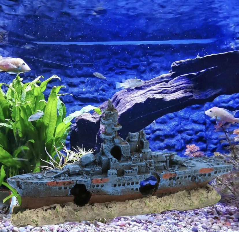 Декор для акваріума "Затонувший військовий корабль" , акваріумний пейзаж - розмір 22,5*11*4 см, смола, акваріумний декор Київ - фото 6