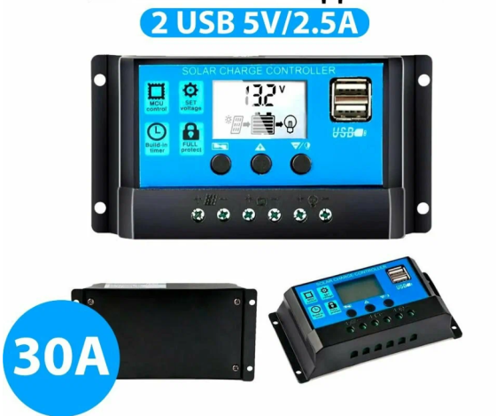 Контроллер солнечной батареи с ЖК дисплеем и USB 5В Киев