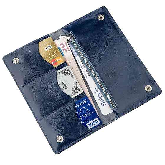 Бумажник унисекс на кнопках кожаный SHVIGEL 16192 Синий Киев