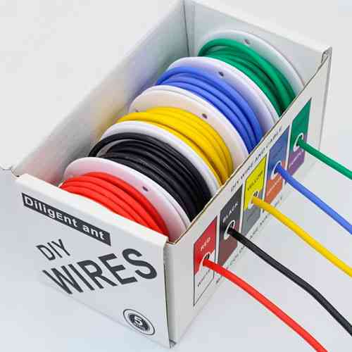 Набор одножильных проводов в силиконовой оплетке (22 AWG, 5 цветов по 10 м, луженая медь) Київ