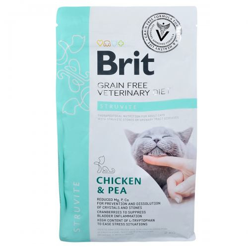 Корм сухий Brit Grain Free VetDiet Cat Struvite для котів з сечокам яною хворобою з куркою та горохом 2 кг Київ - фото 3
