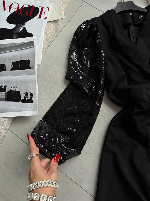 Стильний вечірній прямий комбінезон  креп дайвінг + паєтка 46/48 Одеса - фото 3