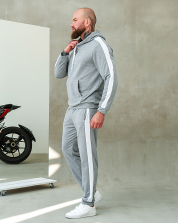 Костюм спортивний чоловічий лампаси весна Сіро-Білий S Харків