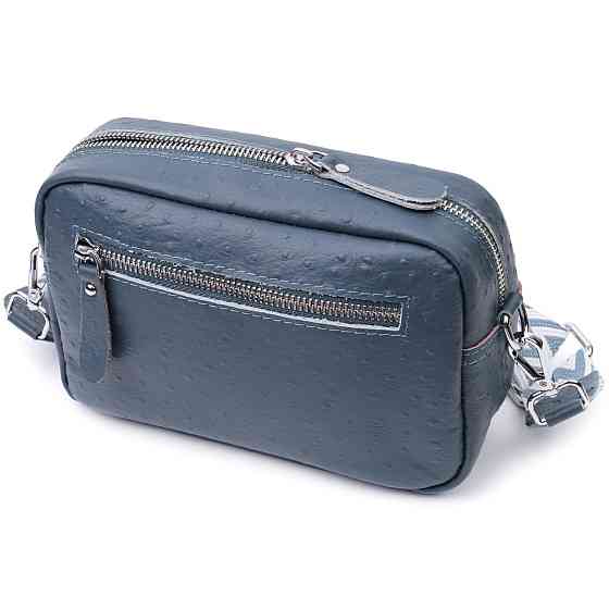 Цікава сумка для жінок із фактурної натуральної шкіри Синя (Vintage) Київ