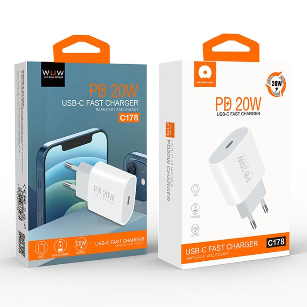 Зарядний пристрій WUW-C178 Type-C 20W білий Київ - фото 5