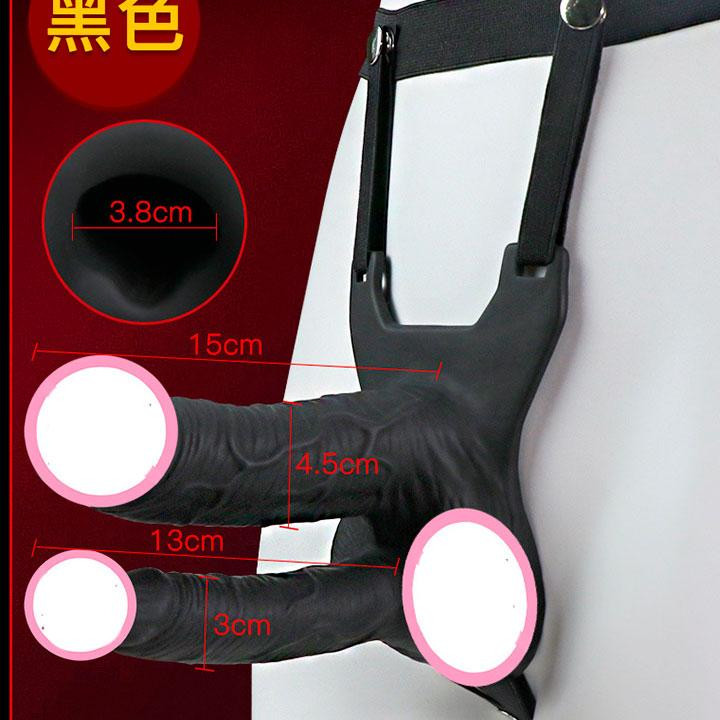 Подвійний порожнистий страпон із вібрацією Lovetoy Vibrating Unisex Hollow Strap On 10 режимів Чорний Вінниця - фото 1