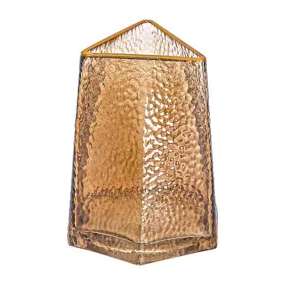 Декоративна трикутна скляна ваза із золотим обідком, 13 x 11,5 x 15,5 см HP-1710-1 Коломия