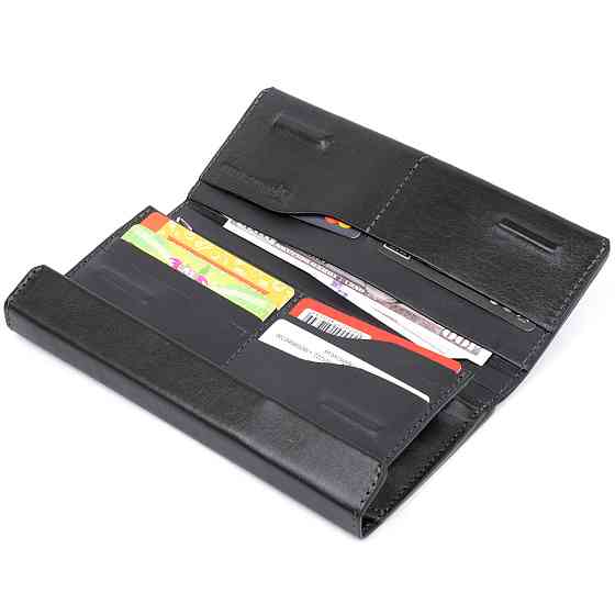 Борсетка элитная кожаная GRANDE PELLE 11277 Черная Киев