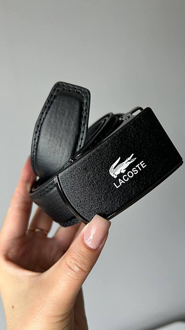 Чоловічий шкіряний ремінь Lacoste Лакоста застібка автомат брендовий у подарунковій коробціMasterSem Київ - фото 2