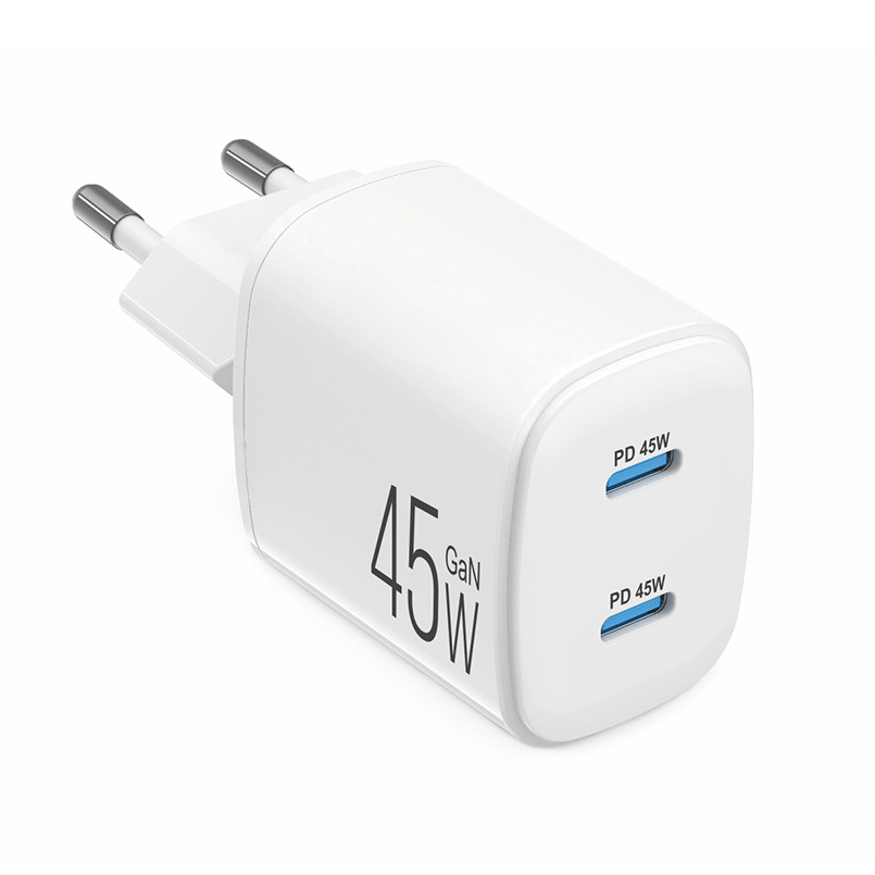 Мережевий зарядний пристрій Brevia ePowerGaN PD45W 2xUSB-C білий Львів - фото 1