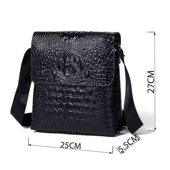Сумка чоловіча вертикальна з тисненням під рептилію Vintage 14715 Чорна Київ