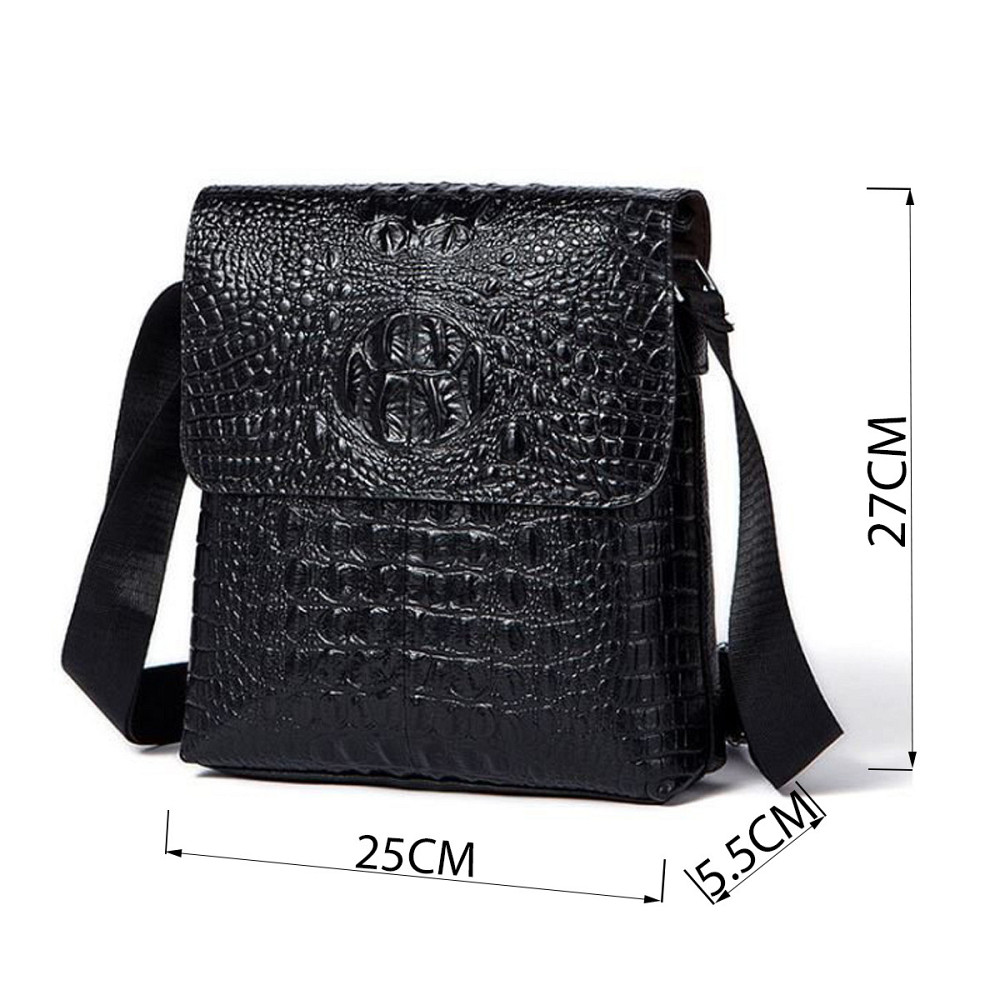 Сумка чоловіча вертикальна з тисненням під рептилію Vintage 14715 Чорна Київ - фото 3