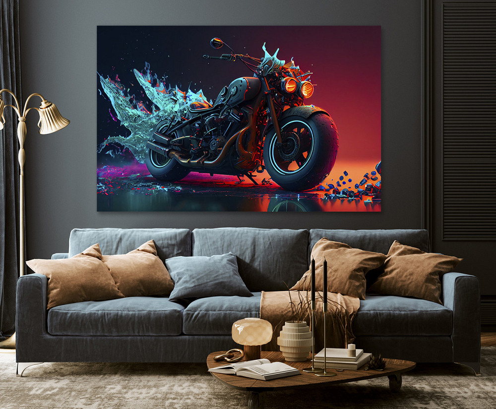 Картина холст в гостиную / спальню   Мотоцикл      MLP_242 80х160см Киев - изображение 3