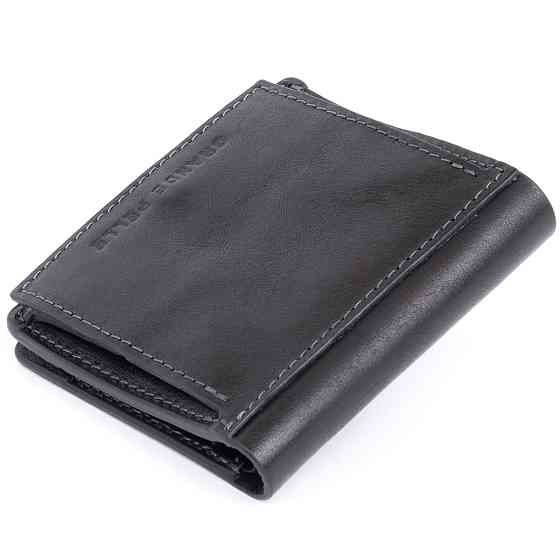 Вертикальне глянсове портмоне з накладною монетницьою GRANDE PELLE 11329 Чорне Київ