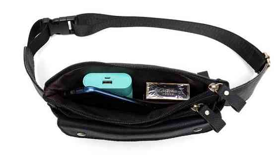 Бананка кожаная Vintage 14809 Черная Киев