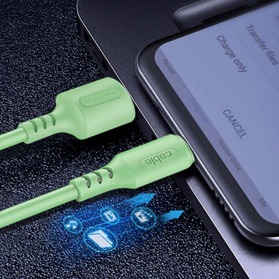 Дата кабель USB 2.0 AM to Lightning 1.0m soft silicone green ColorWay (CW-CBUL042-GR) Винница - изображение 6