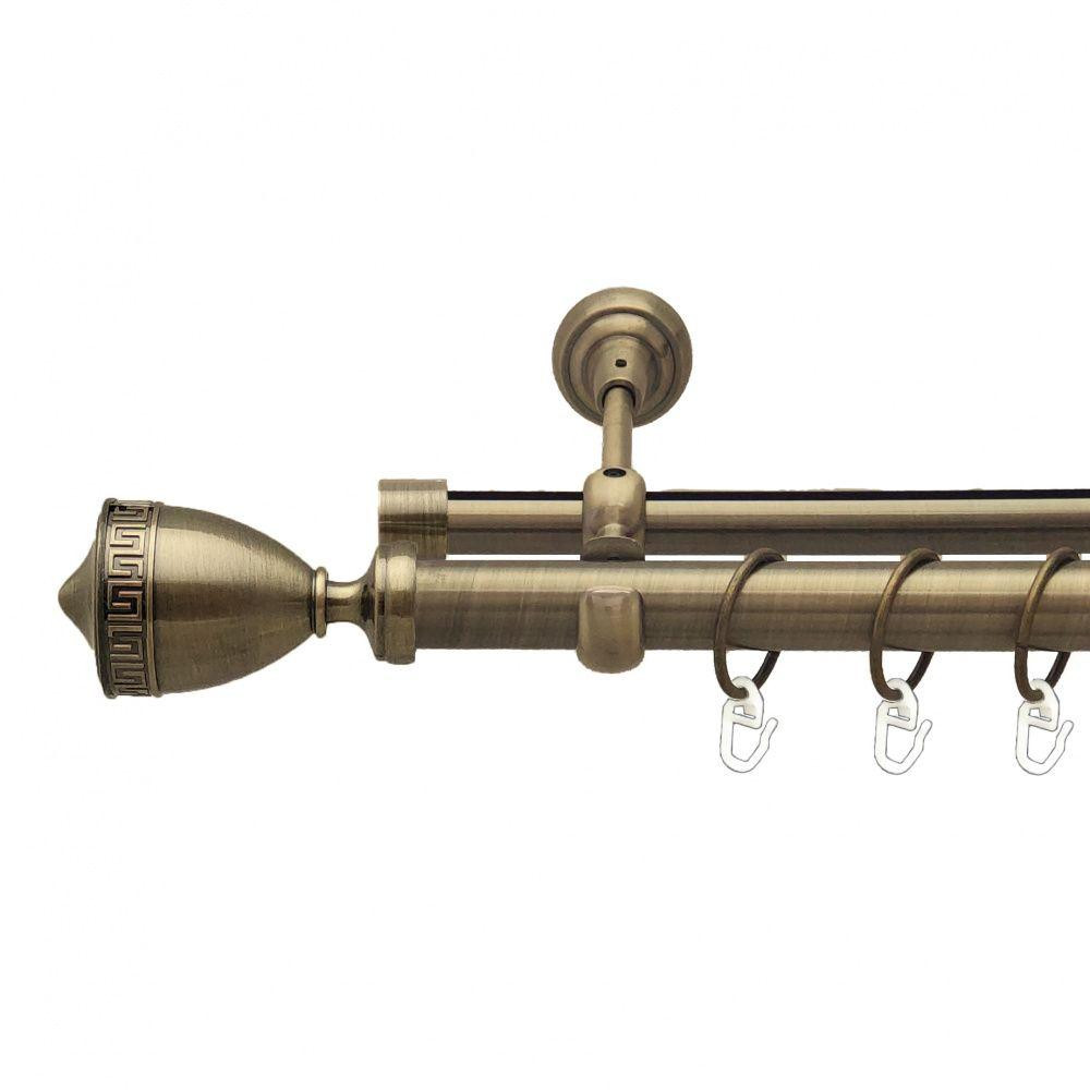 Карниз Orvit Афіна металевий дворядний опозитний гладка \ профільна труба кільце металеве Антик 25\19 мм 160 см (7524048) Львів - фото 1