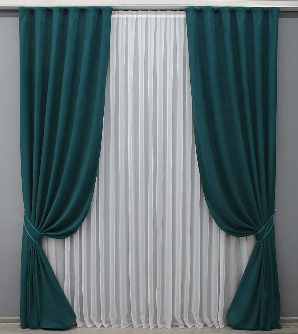 Шторная ткань микровелюр Petek цвет изумрудный 1494ш Киев - изображение 7