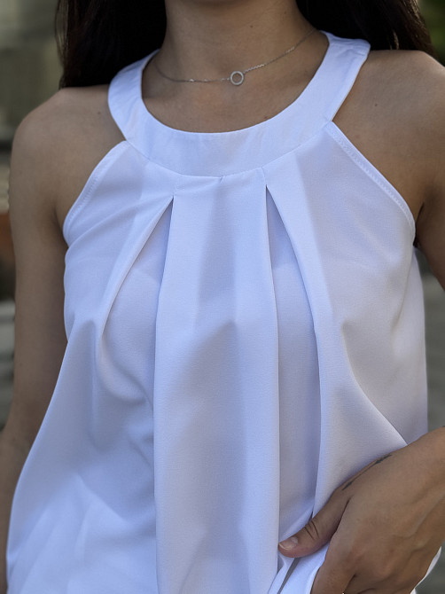 Жіноча блузка без рукавів "Mila" оптом | Батал | Розпродаж моделі Білий, 50-52 Київ - фото 4