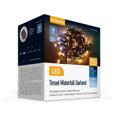 Гірлянда ColorWay Мішура-водоспад LED 250 5 м 150 теплий статичний+100 білий водоспад (CW-G-250L5VMC) Вінниця - фото 1