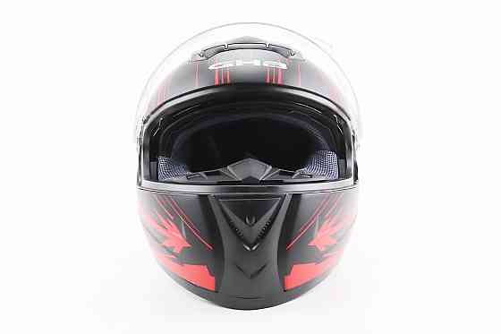 Шолом інтеграл, закритий (сертифікація DOT)+відкидні окуляри BLD-М61 M (57-58см), ЧОРНО-ЧЕРВОНИЙ (флуоресцентний) Київ