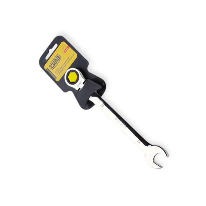 Ключ ріжково-накидний 17мм CrV тріскоточний з шарніром Мукачево - фото 1