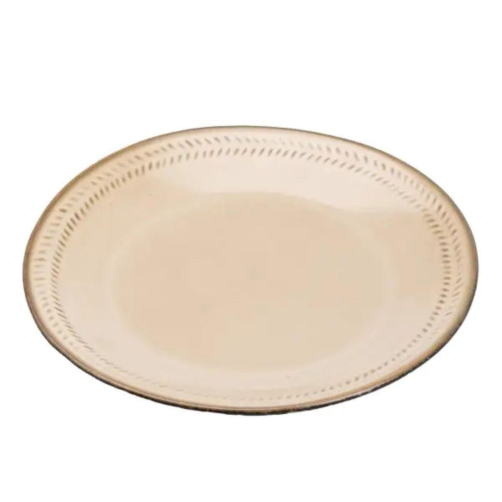 Тарелка сервировочная круглая фарфоровая 22.5 см бежевая HP23378 Киев - изображение 1