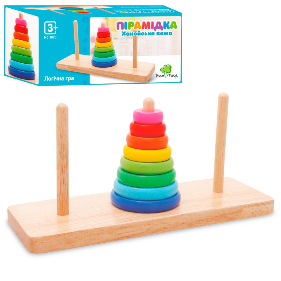 Дерев'яна іграшка Пірамідка MD 1870, 8 кілець Вінниця - фото 1