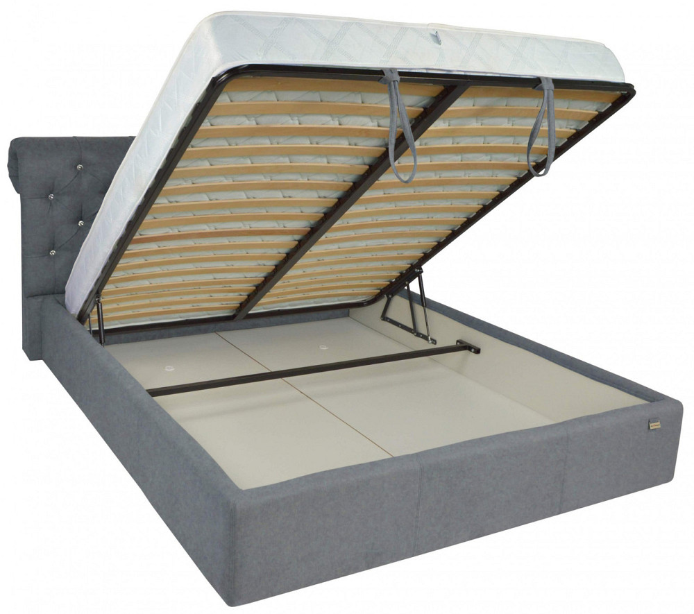 Ліжко Двоспальне London Comfort 160 х 190 см Fibril 16 C1 З підйомним механізмом та нішою для білизни Темно-сірий Дніпро - фото 9