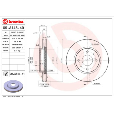 Гальмівний диск Brembo 09.A148.41 Вінниця - фото 1