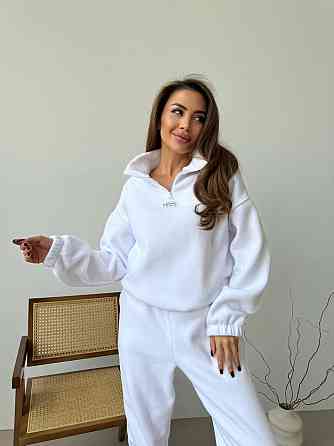 Женский повседневный костюм из плотного флиса полар. Белый, 46/48 Одесса