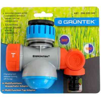 Коннектор для шланга Gruntek многофункциональный с шарнирным штуцером 1/2 " и 3/4" (296222240) Винница